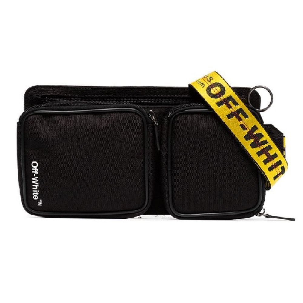 Off-White black Cordura logo print cross-body bag